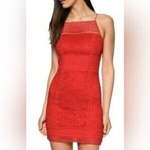 NWOT TopShop Women’s Bodycon Red Lace Sleeveless Dress Above Knee - Size 8